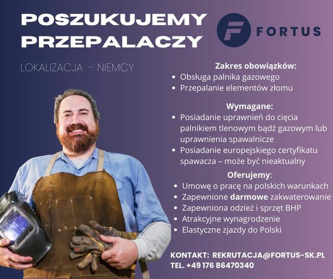 Praca od zaraz! Poszukujemy przepalacza złomu.