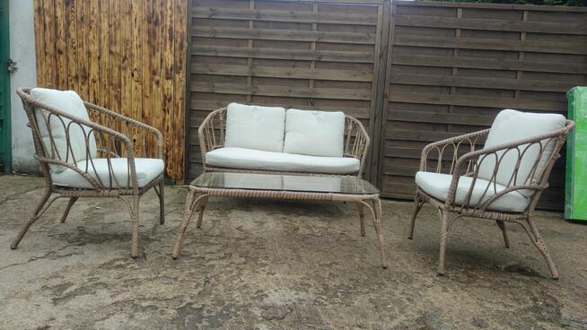 Kanapa + 2 fotele + stolik komplet do ogrodu ogrodowe