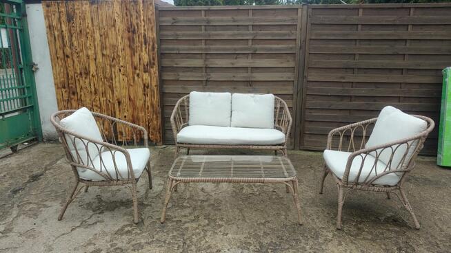 Kanapa + 2 fotele + stolik komplet do ogrodu ogrodowe