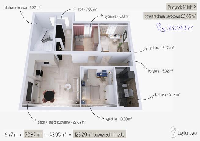 Gotowe, bezczynszowe, dwupoziomowe mieszkanie w Legionowie