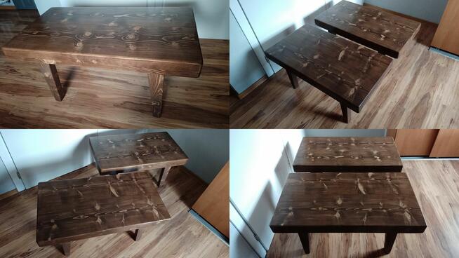 STOLIK Z LITEGO DREWNA rustykalny loft ława drewniana stół