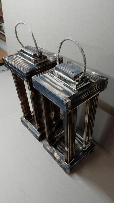 Lampion OPALANE drewniany 2szt 47cm latarnia z drewna