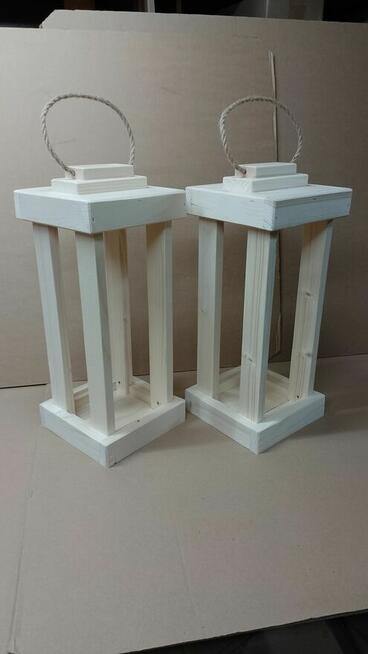 Lampion drewniany 47cm duży solidny z drewna latarnia