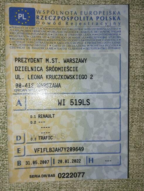 Renault Trafic 2.5 150kM HAK Cena brutto VAT 23%