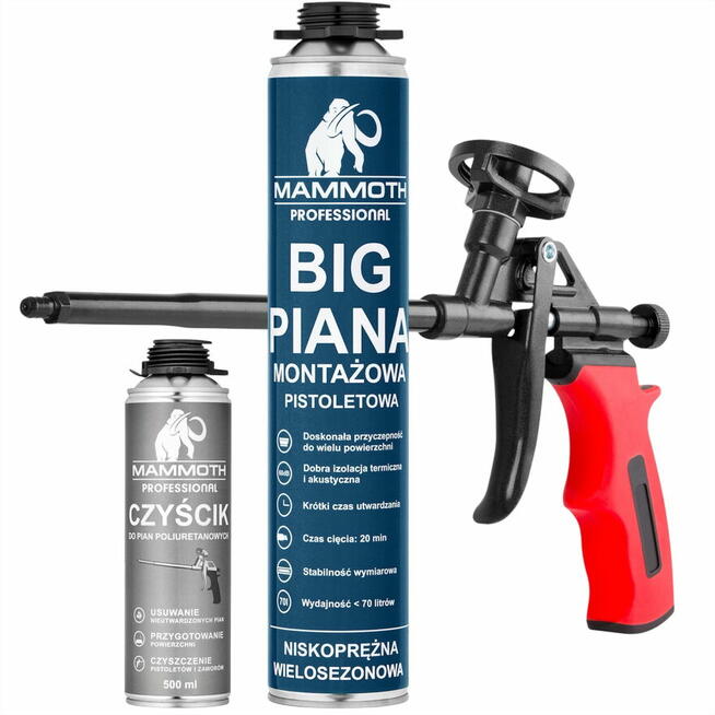 Piany montażowe kleje do styropianu pistolety MAMMOTH