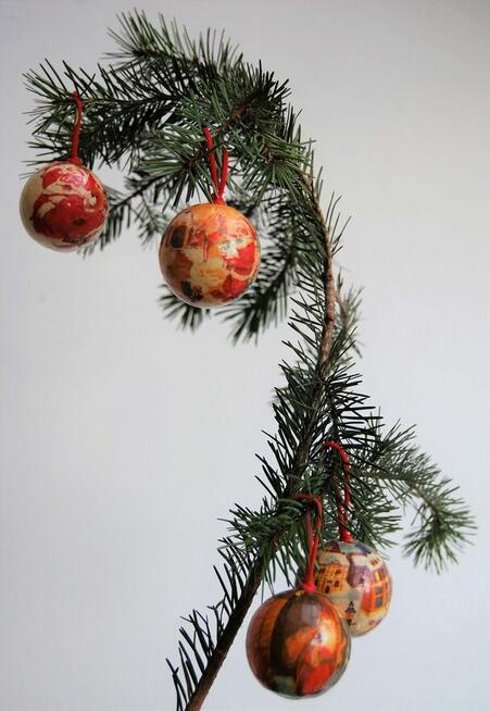 Bombka, francuskie bombki decoupage, vintage, Mikołaj 6 szt.