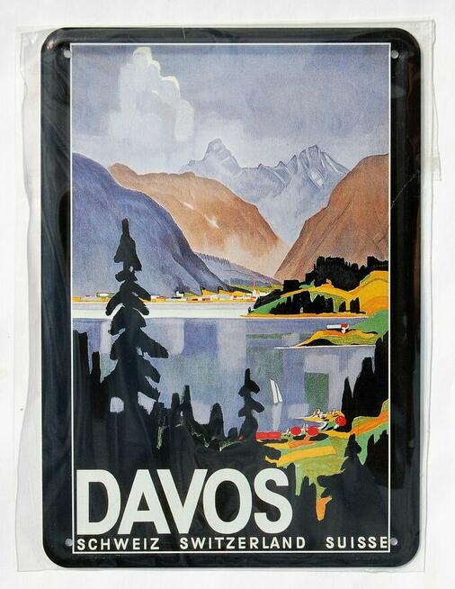 Szyld metalowa pocztówka Davos Szwajcaria, Milka Suchard