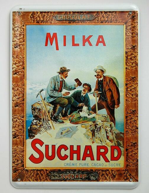 Szyld metalowa pocztówka Davos Szwajcaria, Milka Suchard