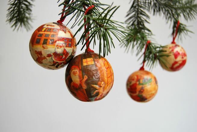 Bombka, francuskie bombki decoupage, vintage, Mikołaj 6 szt.