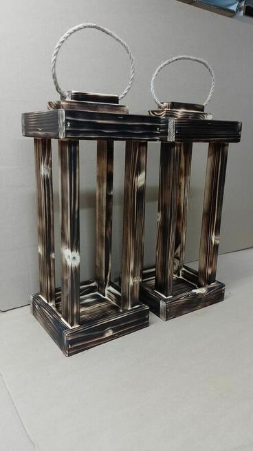 Lampion OPALANE drewniany 2szt 47cm latarnia z drewna