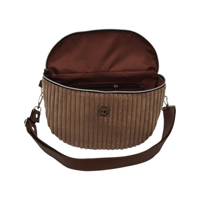 Torebka-Nerka z Jasnobrązowego Sztruksu i Brązowej Ekoskóry – Handmade