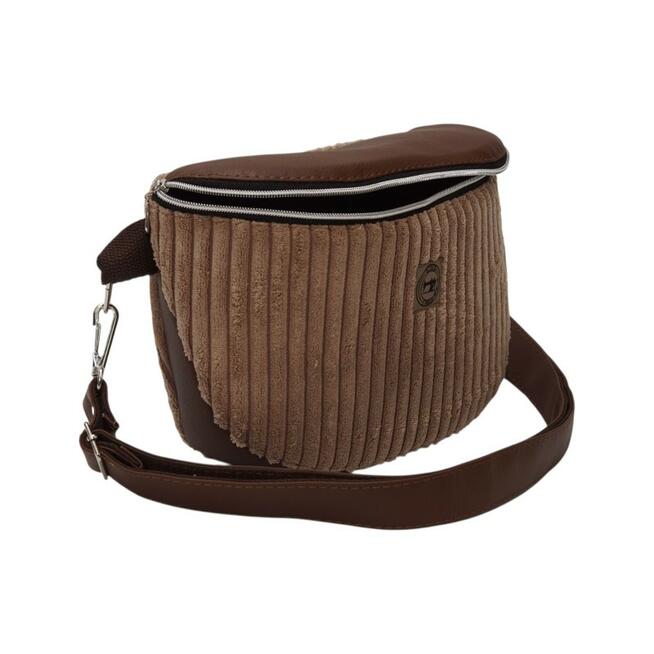 Torebka-Nerka z Jasnobrązowego Sztruksu i Brązowej Ekoskóry – Handmade