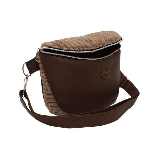 Torebka-Nerka z Brązowej Ekoskóry i Jasnobrązowego Sztruksu – Handmade