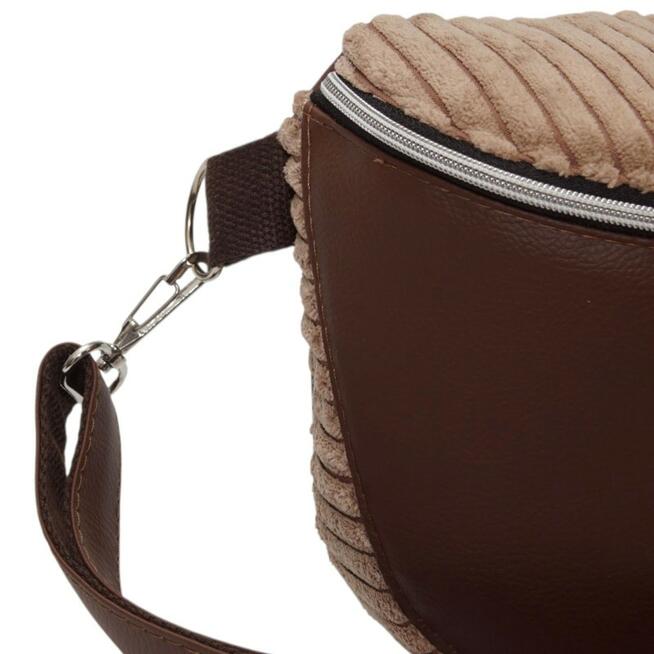 Torebka-Nerka z Brązowej Ekoskóry i Jasnobrązowego Sztruksu – Handmade