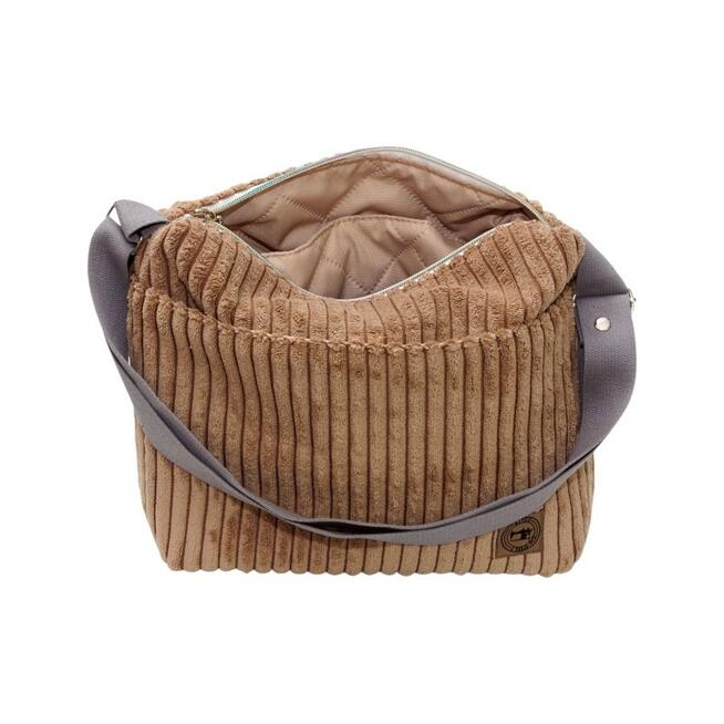 Torebka Sztruksowa Jasnobrązowa z Kieszonką na Magnes – Handmade