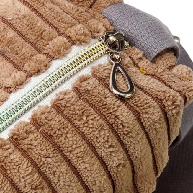 Torebka Sztruksowa Jasnobrązowa z Kieszonką na Magnes – Handmade