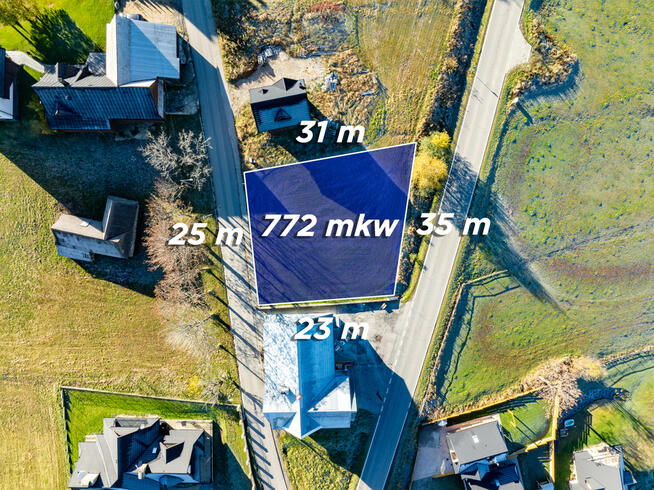 Działka widokowa przy drodze gminnej Sierockie