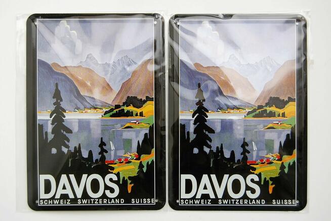 Szyld metalowa pocztówka Davos Szwajcaria, Milka Suchard