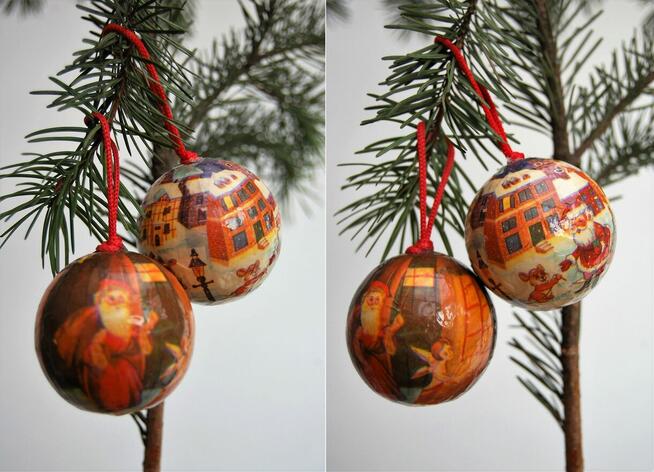 Bombka, francuskie bombki decoupage, vintage, Mikołaj 6 szt.