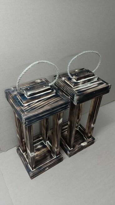 Lampion OPALANE drewniany 2szt 47cm latarnia z drewna