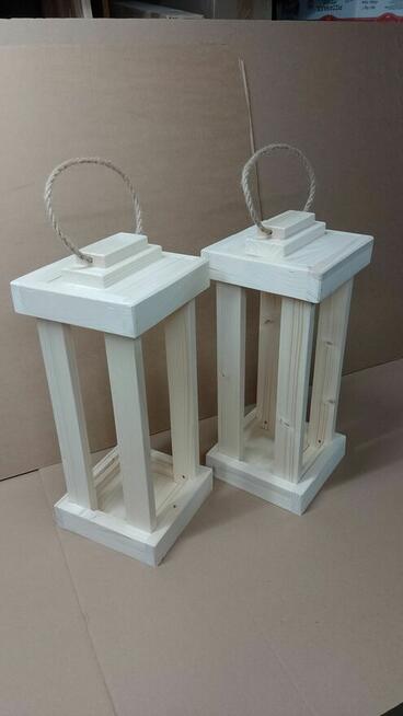 Lampion 2szt drewniany duży 47cm z drewna stroik baza