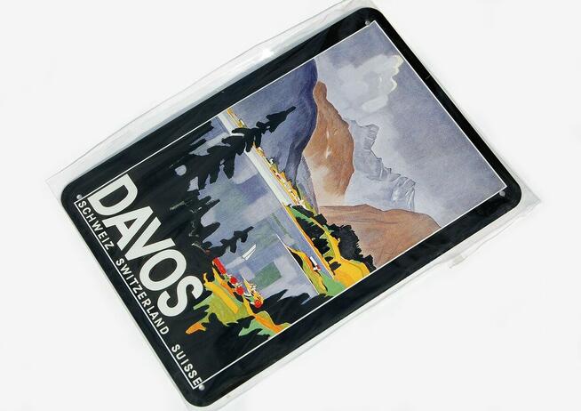 Szyld metalowa pocztówka Davos Szwajcaria, Milka Suchard