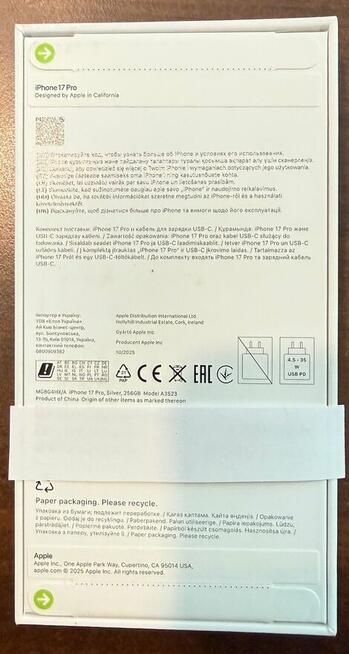 Apple iPhone 17 Pro 256GB -srebrny NOWY zaplombowany
