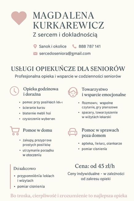 Z SERCEM I DOKŁADNOŚCIĄ – USŁUGI OPIEKUŃCZE (Sanok i okolice