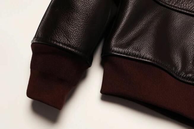 Nowa męska kurtka skórzana Top Gun w kolorze brązowym.