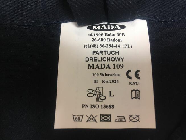 Fartuch roboczy czarny Nowy Bawełna L laborki warsztat