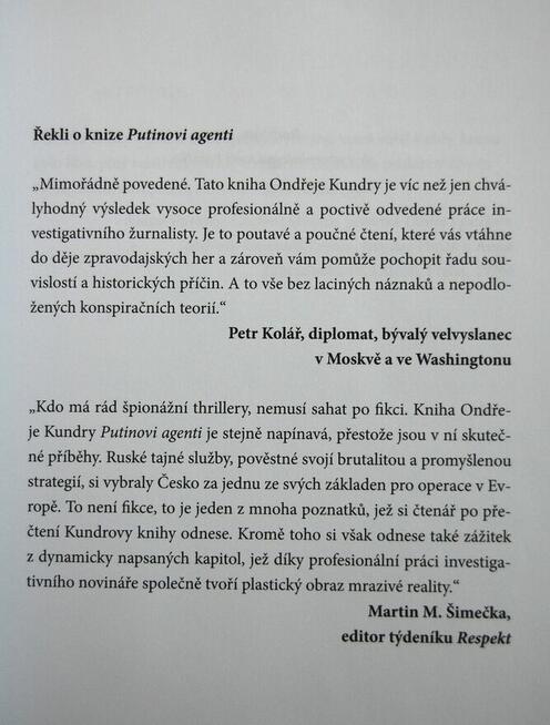 Ondřej Kundra. Putinovi agenti. Książka j. czeski