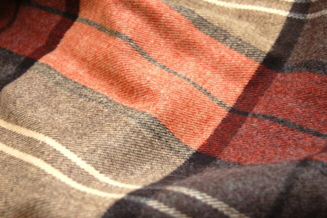 Szalik męski Pako Jeans, akryl, kratka, rudy brąz, beż szary