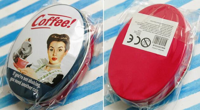 Mała, owalna puszka pin - up girl, housewife, retro, vintage