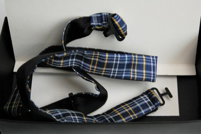 Mucha, muszka męska w kratę, Kubenz, granatowa kratka