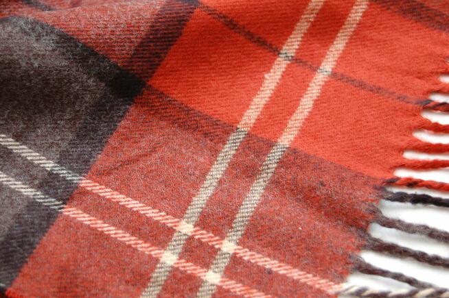 Szalik męski Pako Jeans, akryl, kratka, rudy brąz, beż szary