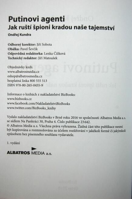 Ondřej Kundra. Putinovi agenti. Książka j. czeski