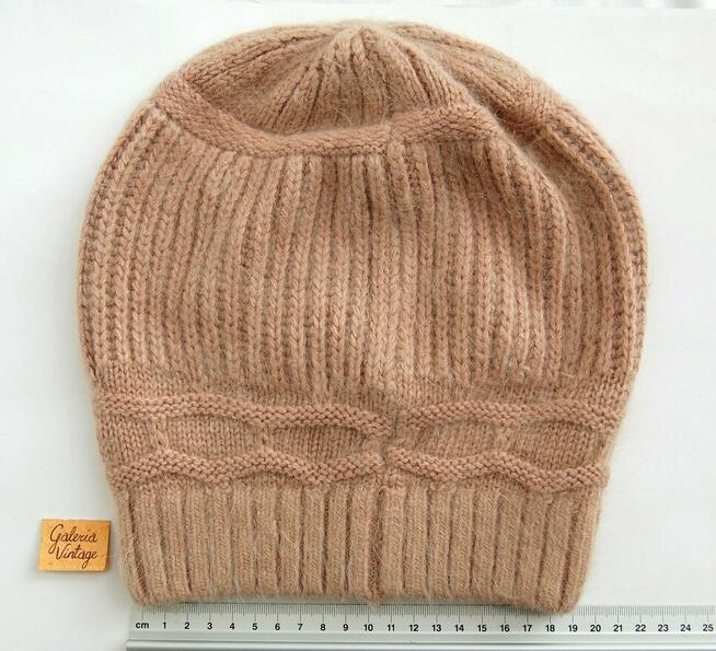 Czapka damska zimowa, z angorą, beż