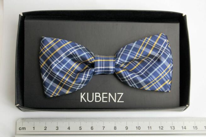 Mucha, muszka męska w kratę, Kubenz, granatowa kratka