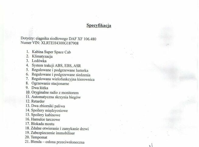 DAF XF 106.480 FT, klimatyzacja, ogrzewanie postojowe
