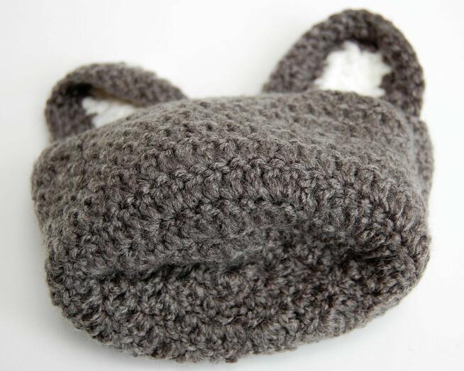 Czapka dla niemowlaka robiona na drutach, królik, z uszami