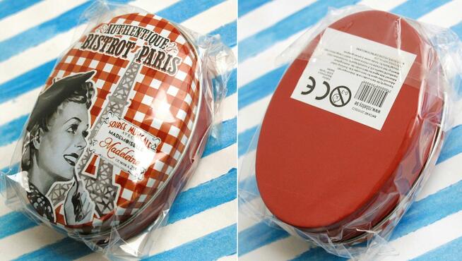 Mała, owalna puszka pin - up girl, housewife, retro, vintage