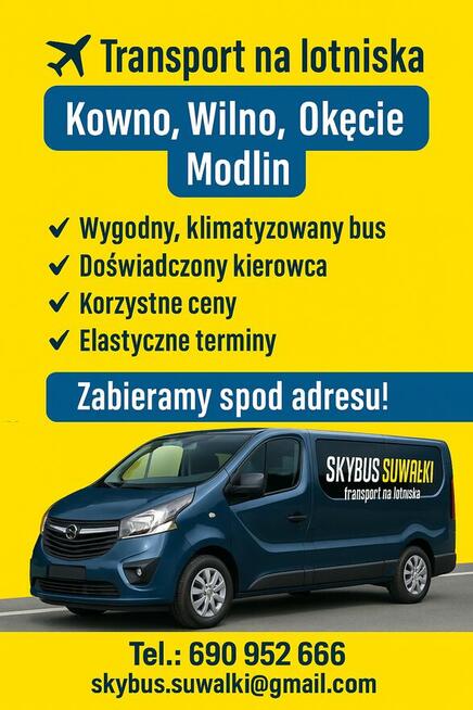 Lotnisko Kowno, Modlin, Okęcie. Przewóz osób.