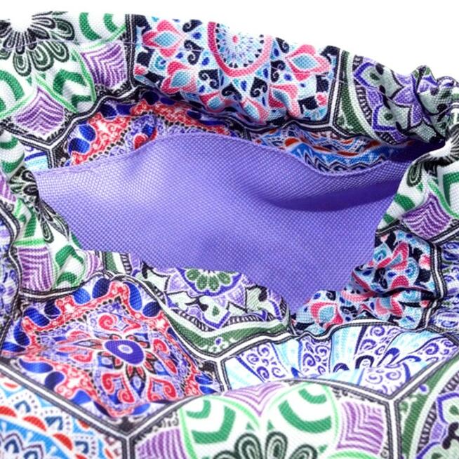 Torebka Sakiewka Niebieska z Geometrycznym Wzorem – Handmade