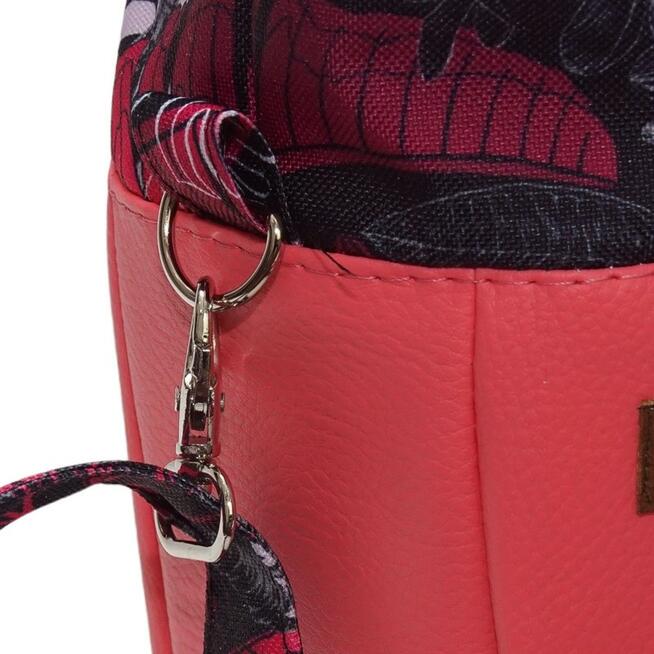 Torebka Sakiewka Różowa z Motywem Liści Bananowca – Handmade