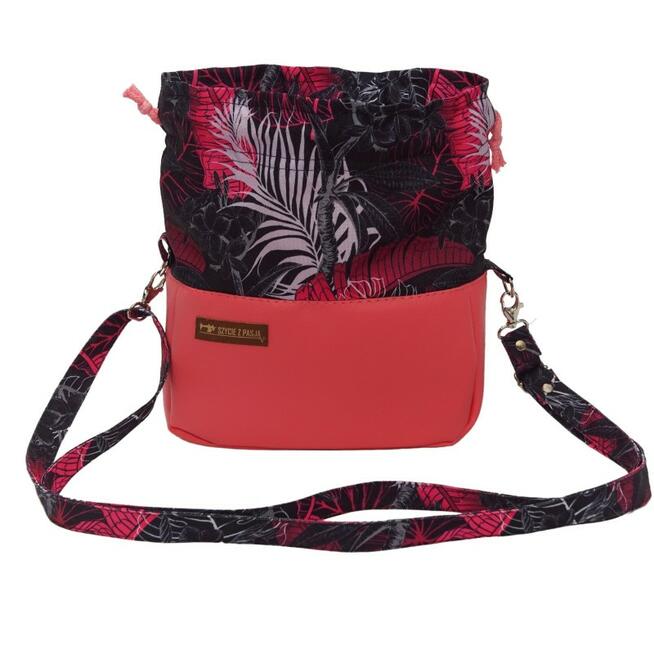 Torebka Sakiewka Różowa z Motywem Liści Bananowca – Handmade