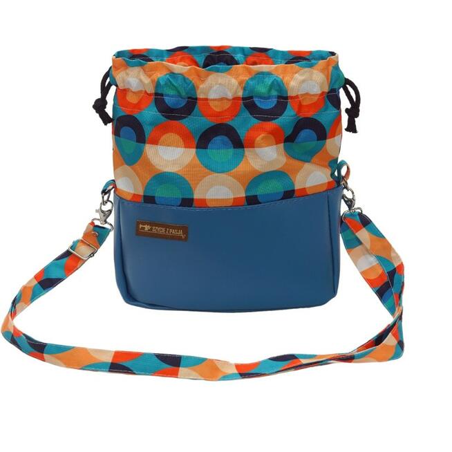 Torebka Sakiewka Niebieska z Motywem Kolorowych Okręgów - Handmade