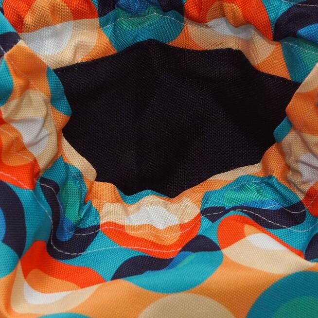 Torebka Sakiewka Niebieska z Motywem Kolorowych Okręgów - Handmade