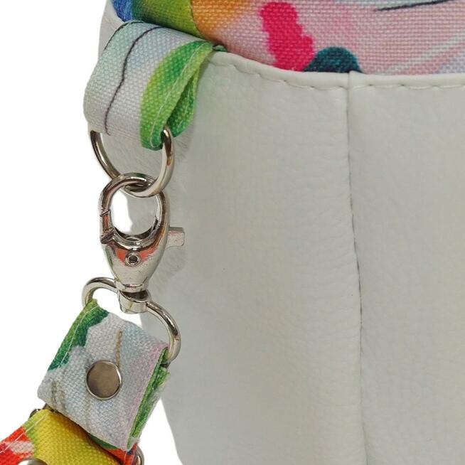 Torebka Sakiewka Biała z Motywem Kolorowych Liści – Handmade