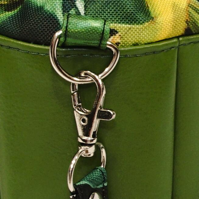 Torebka Sakiewka Zielona z Motywem Liści Tropikalnych – Handmade