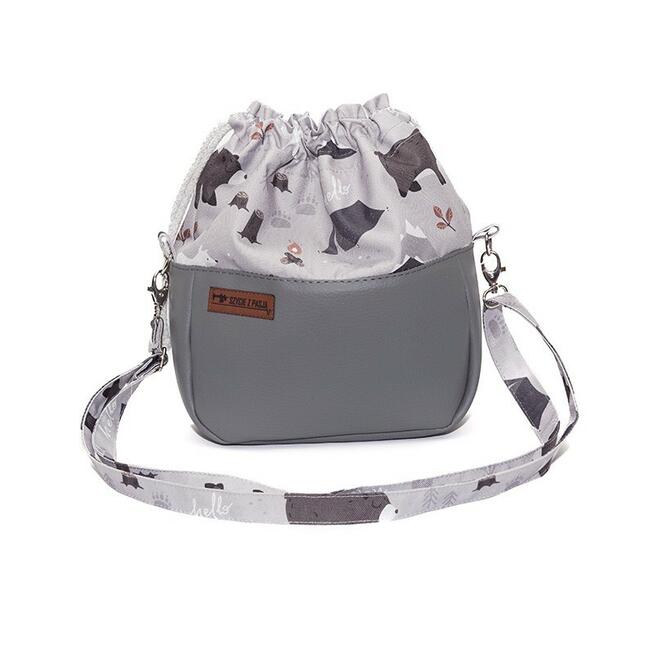 Torebka Sakiewka Szara z Motywem Leśnych Zwierząt – Handmade